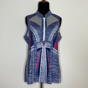 LUCKY IN LOVE Purple Sleeveless Performance Tennis Zip Up Tank L